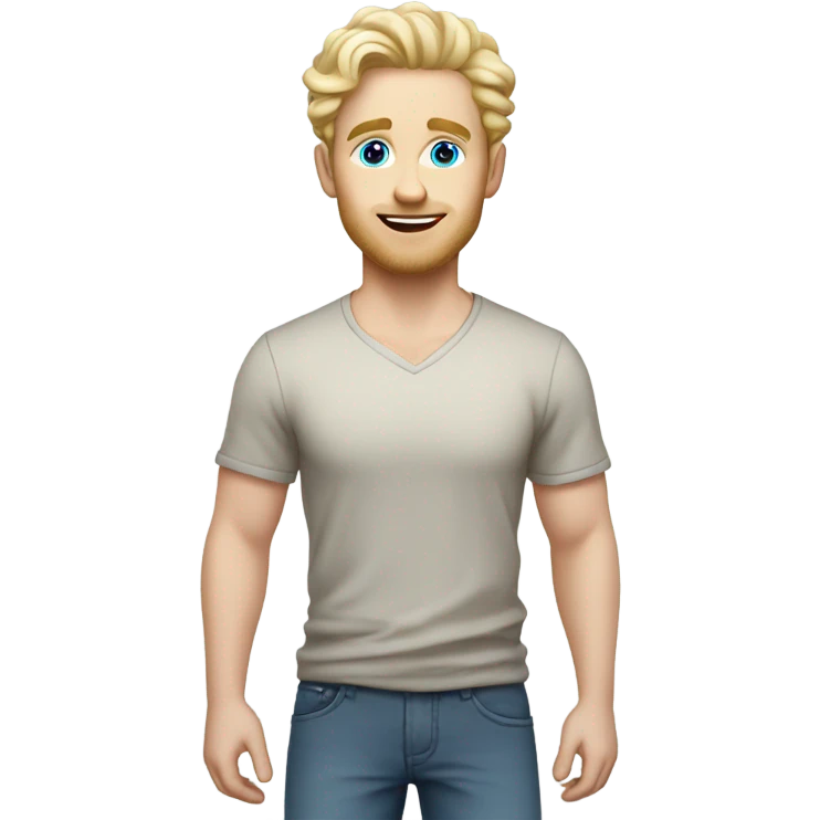 full body standing light curl blonde 30yo man blue eyed pale skin emoji
