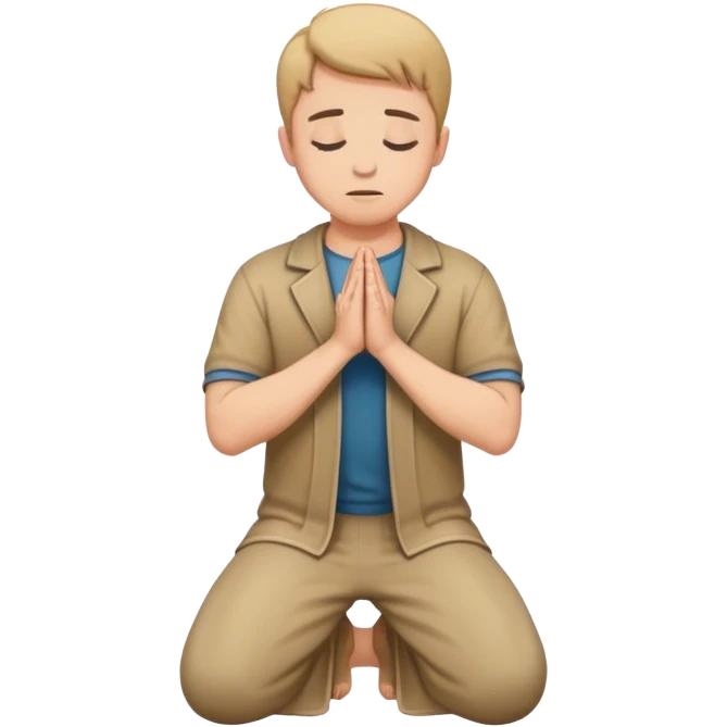 a white man kneeling with hands in prayer  emoji
