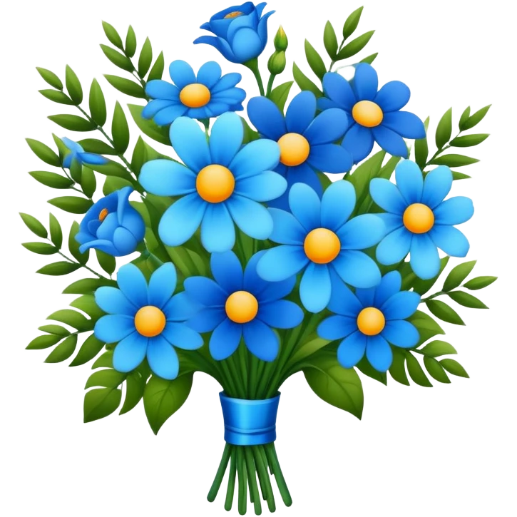 Blue bouquet of flowers emoji