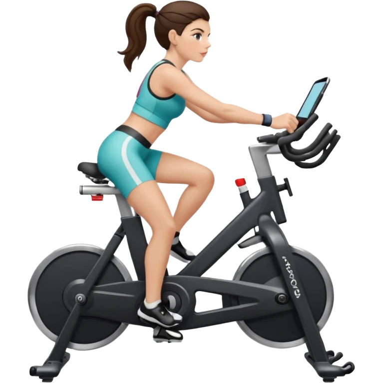 Brunette white girl aesthetic in a peloton static bike emoji