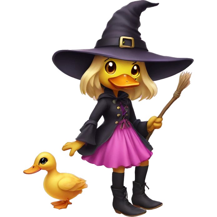 a witch pink cute duck emoji