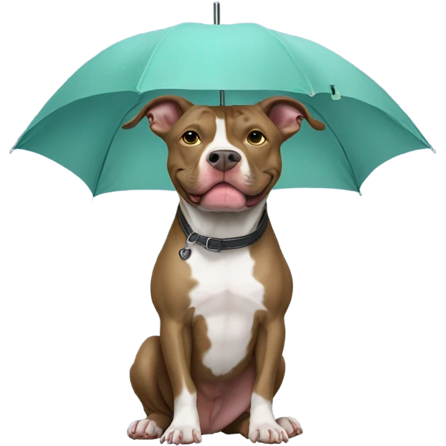 Pit bull wearing an umbrella emoji