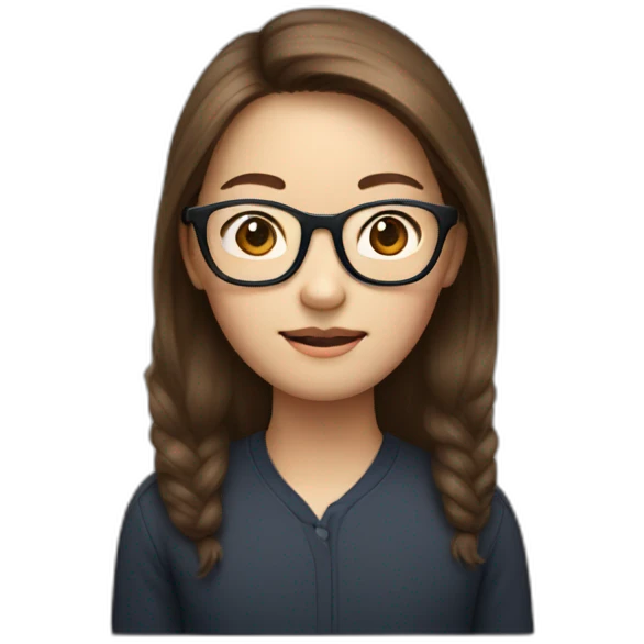 Tim cook with a brown hair Korean girl with eyeglasses emoji