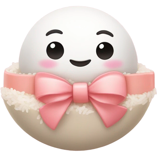 Pink bow rice ball with blush and a lil cute shrimp with a bow emoji