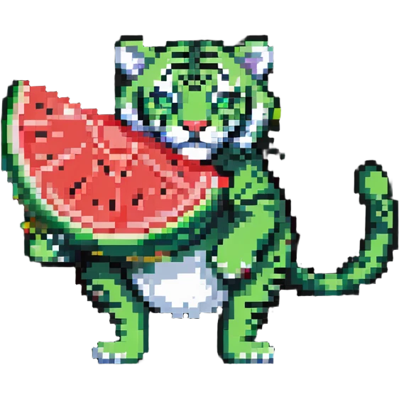 green tiger with the body of a watermelon emoji