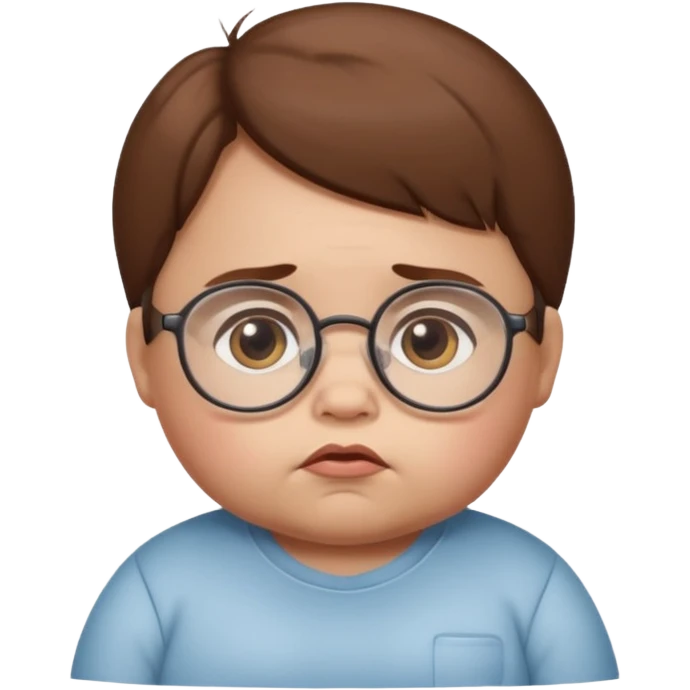 Sad Fat baby with glasses and brown hair emoji