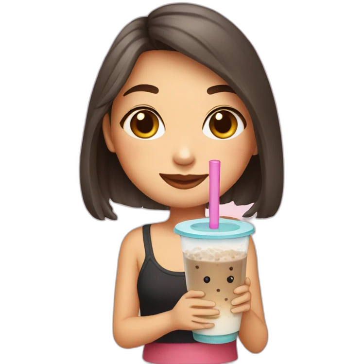 Girl drinking boba tea  emoji