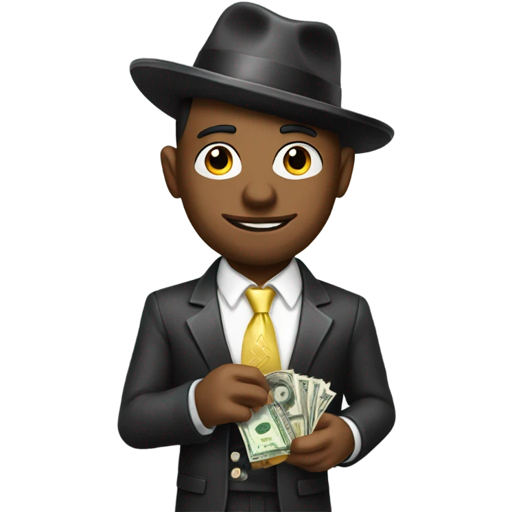 A guy in a luxury pimp suit handing you money emoji