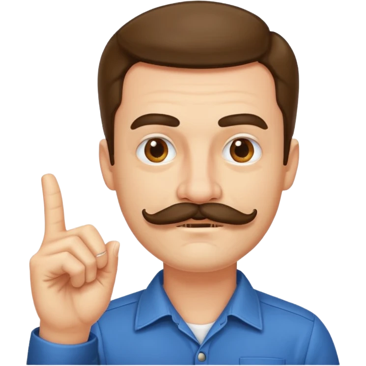 un uomo baffuto spocchioso con il dito alzato e con sguardo compiaciuto da chi la sa lunga emoji