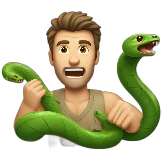 australian man fighting snake emoji