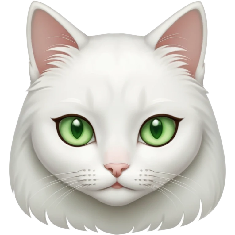 A white jinjila green eyes cat and a black hair brown eyes girl emoji