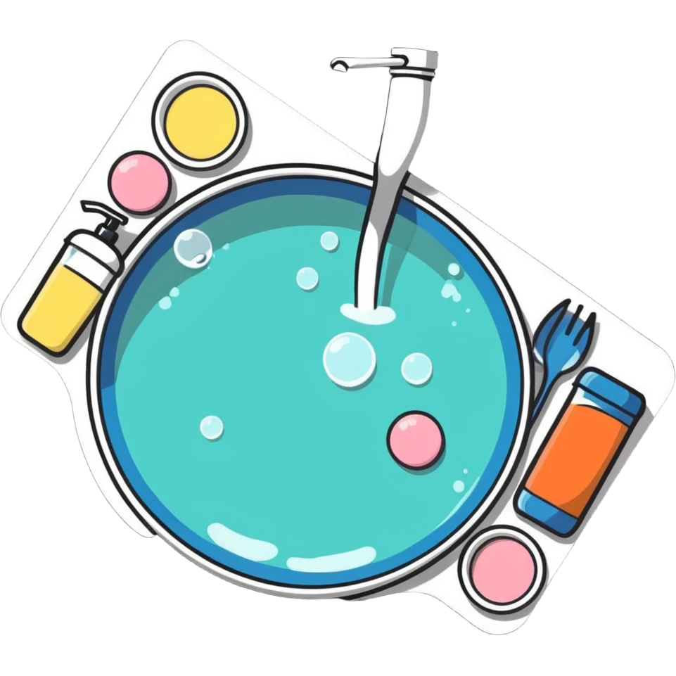 a sink overflowing with soapy bubbles and dishes emoji