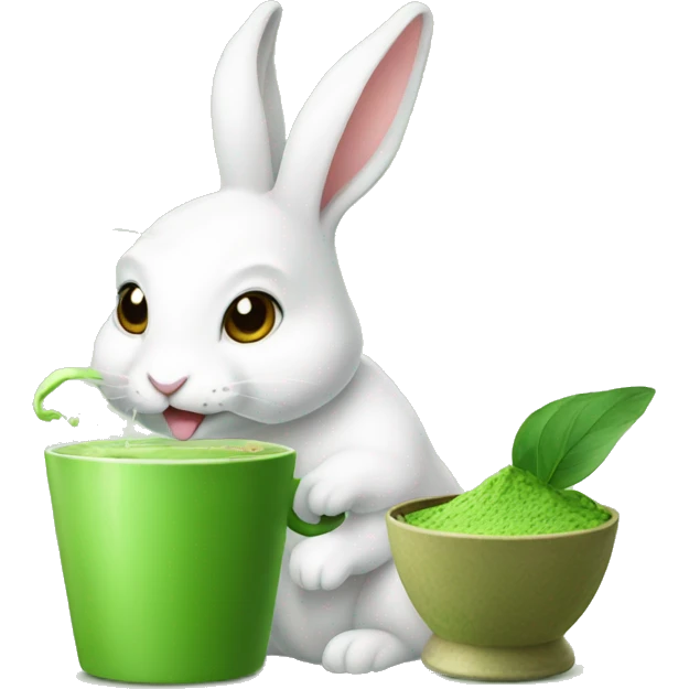 Rabbit drinking matcha emoji