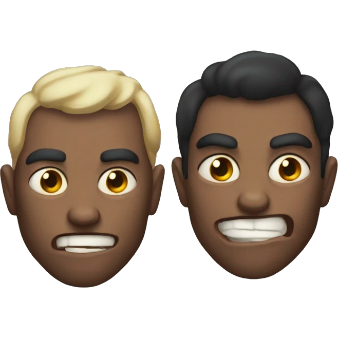 A face with half demon and half angle emoji