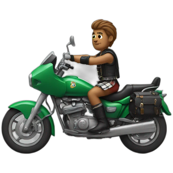 Jock with kilt on a motorbike emoji
