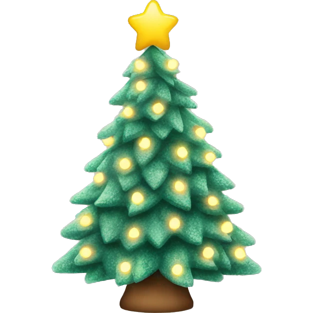 Flocked christmas tree with lights emoji