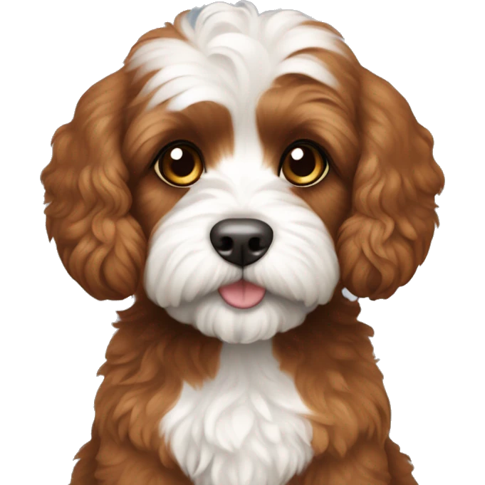 Cavoodle red brown fur with white belly and paws emoji
