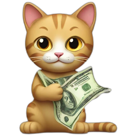 Cat holding money emoji