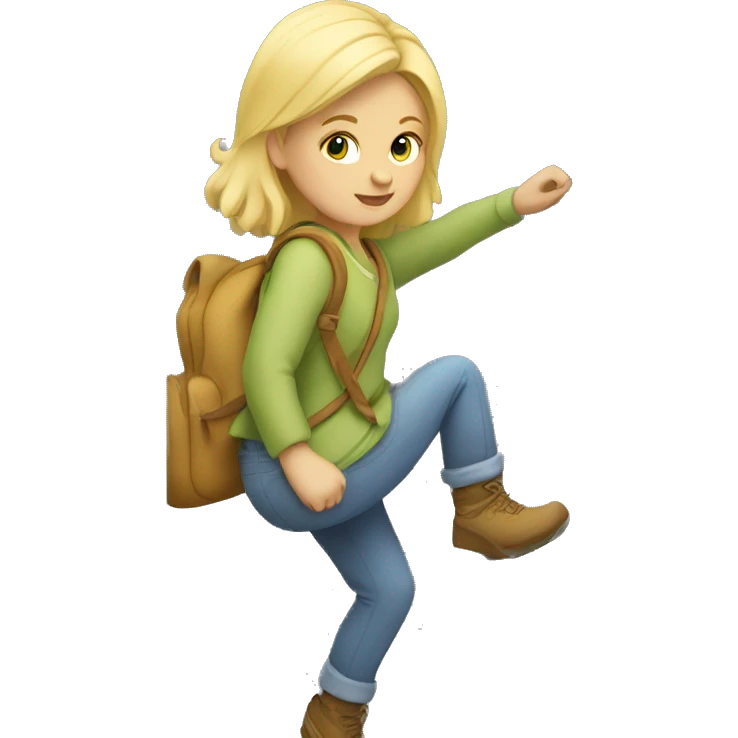 Blonde girl climbing up stairs emoji