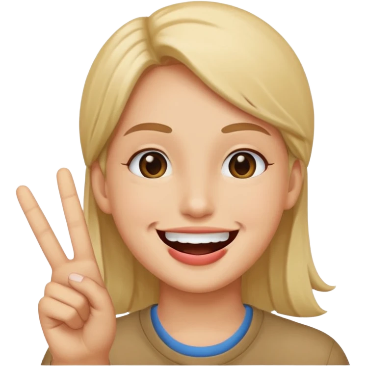 Smile with peace sign by mouth emoji
