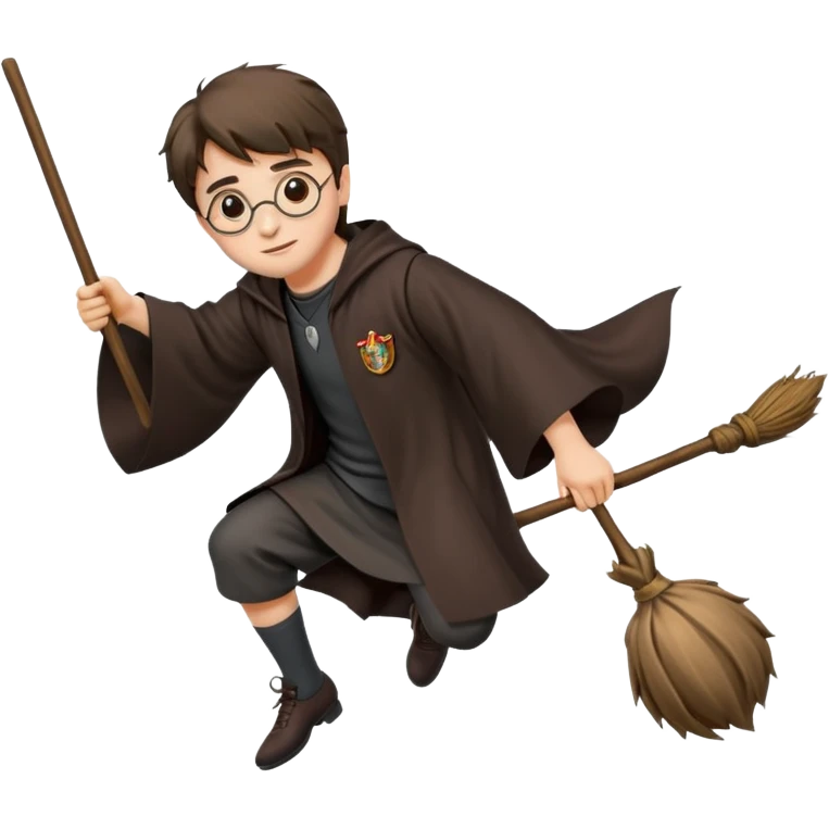 Harry potter flying on a broomstick emoji