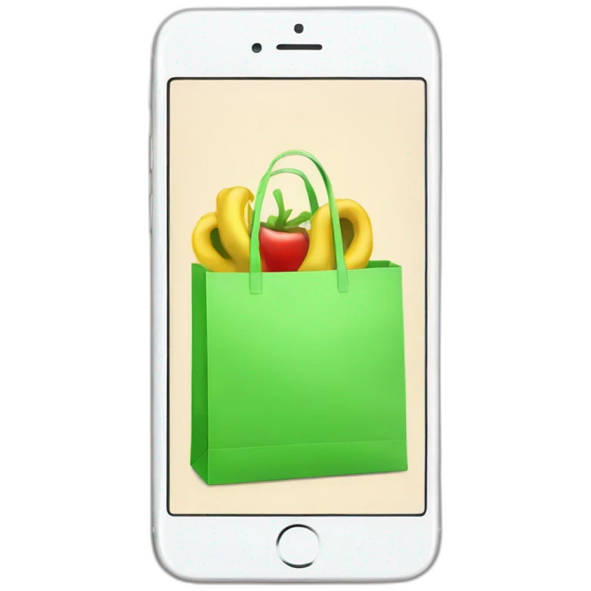 iphone with a shopping bag fron it emoji