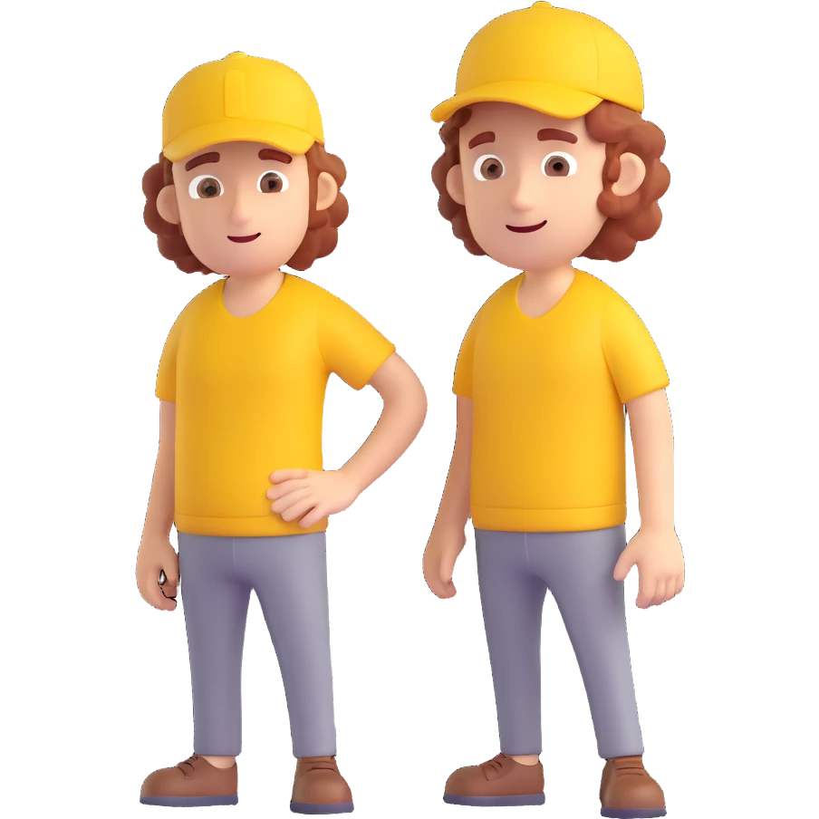 curly character guy cute carpenter in yellow cap emoji