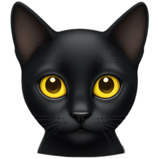 Entire Black cat with yellow eyes emoji