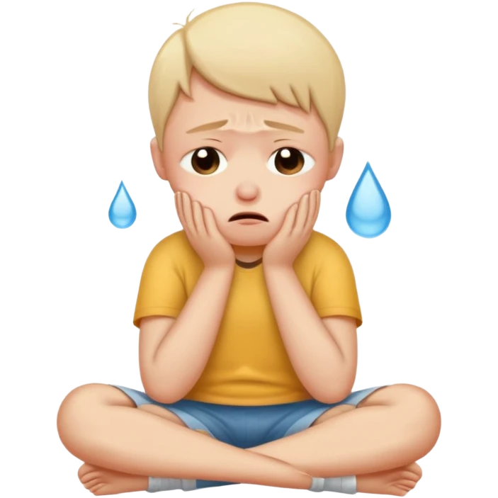 A very short person sitting and crying  emoji