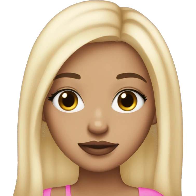 light skin girl, very long eye lashes, pink lips emoji