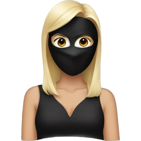 Woman wearing a black mask holding whiplash emoji