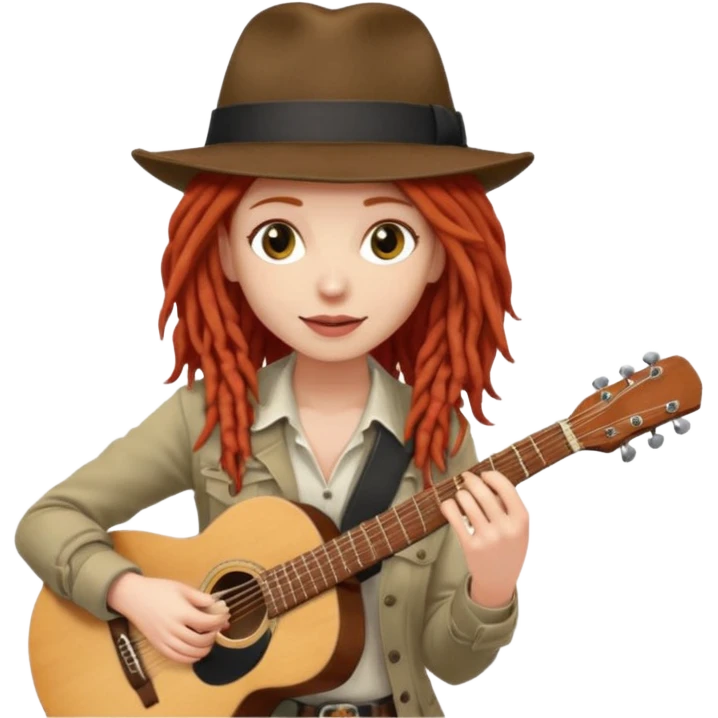 female red haired Musician with dreadlocks and fedora emoji