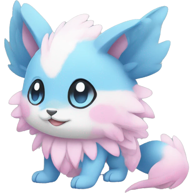 Cute cool white blue pink animal hybrid Fakemon full body emoji