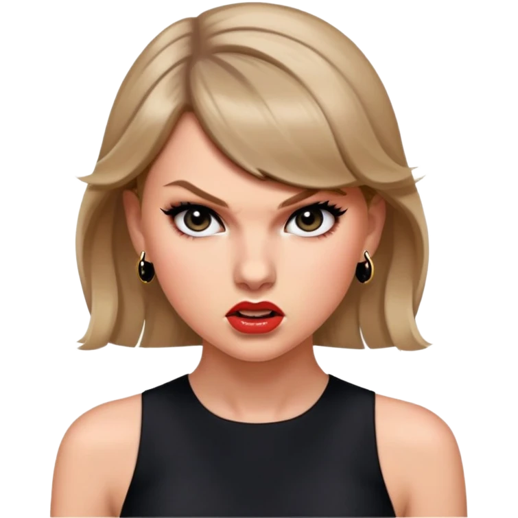 Taylor swift with black dress and angry emoji