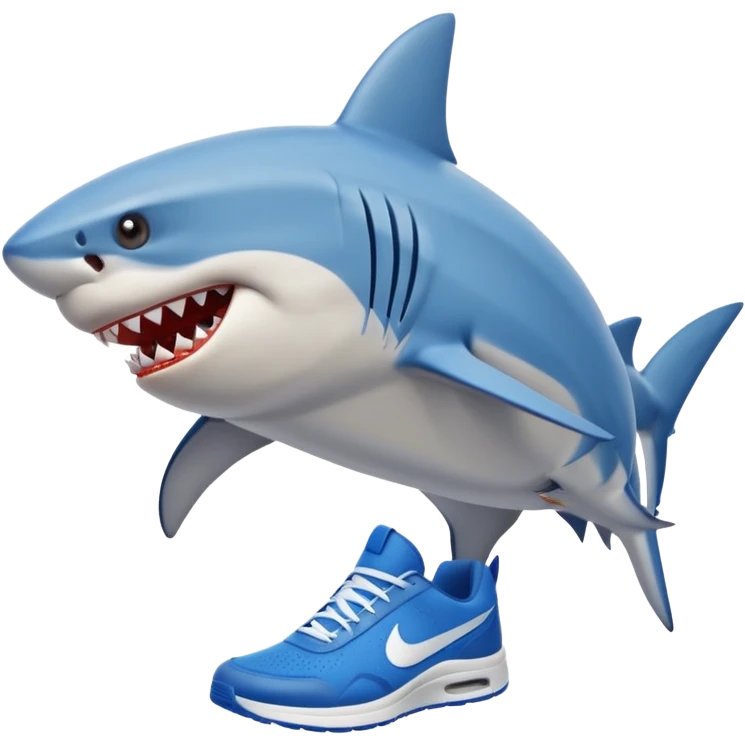 Shark with 3 legs wearing blue Nike sneakers rage emoji
