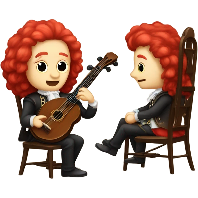 Antonio Vivaldi composer Red wig old chibi sitting chair banjo emoji