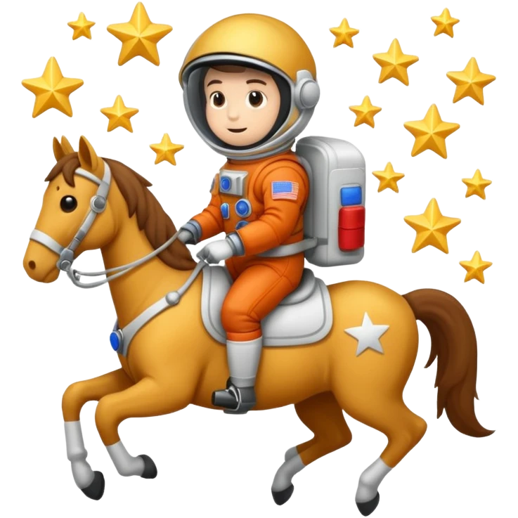 astronaut on horseback with stars in background emoji