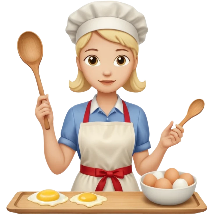A carton of eggs, butter and a cream ceramic baking bowl with a wooden spoon in it emoji