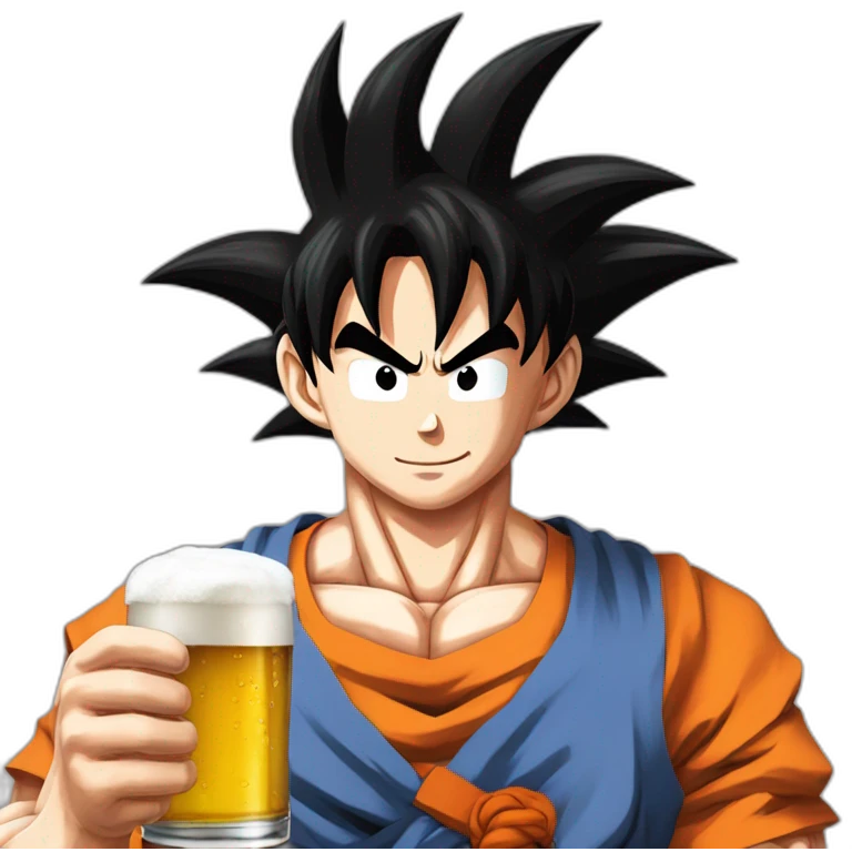 Son goku buvant un biere emoji