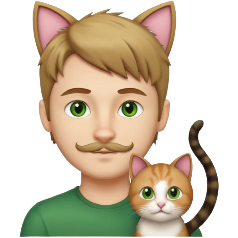 white boy with cat tail with little facial hair and cat ears emoji