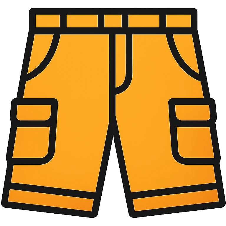 a pair of cargo shorts with pockets, icon style emoji