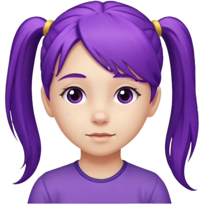 5-year-old girl with long purple hair in a ponytail emoji