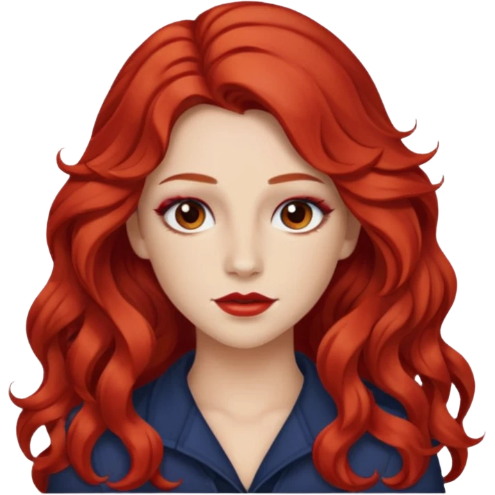 Chappell Roan (b.1998) with red long wavy hair, makeup emoji
