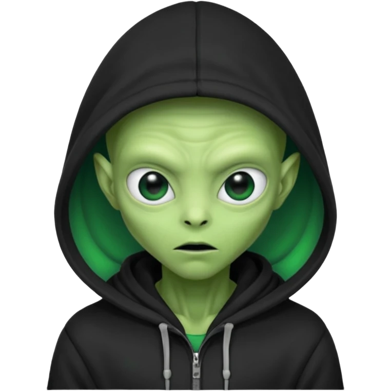 a portrait of aliens wear black hoodie emoji