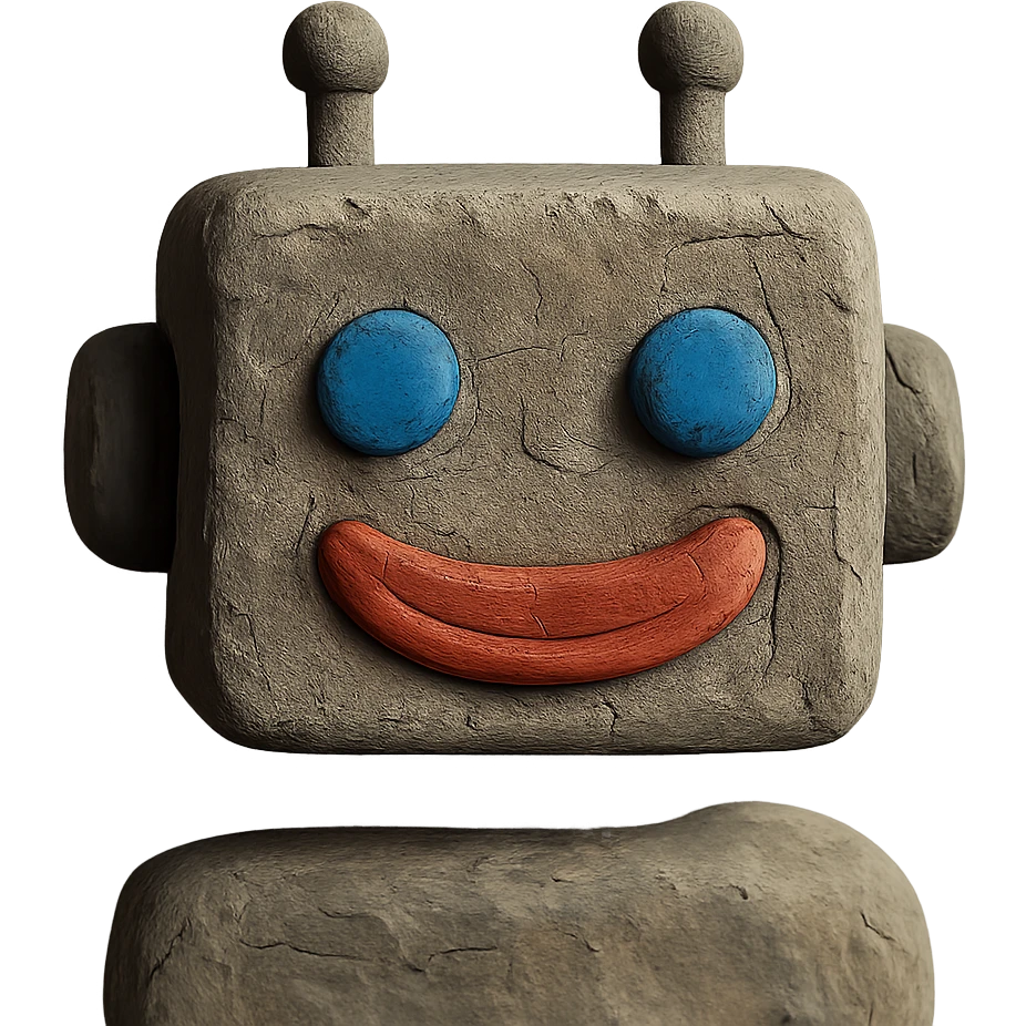 claymation style smiling robot face emoji
