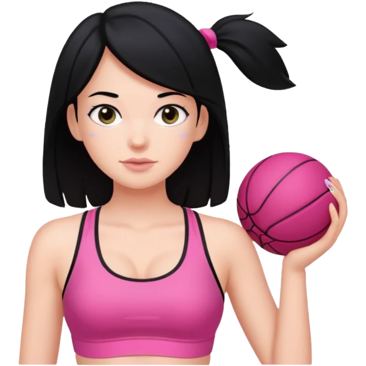 White girl with black hair pilates pink emoji