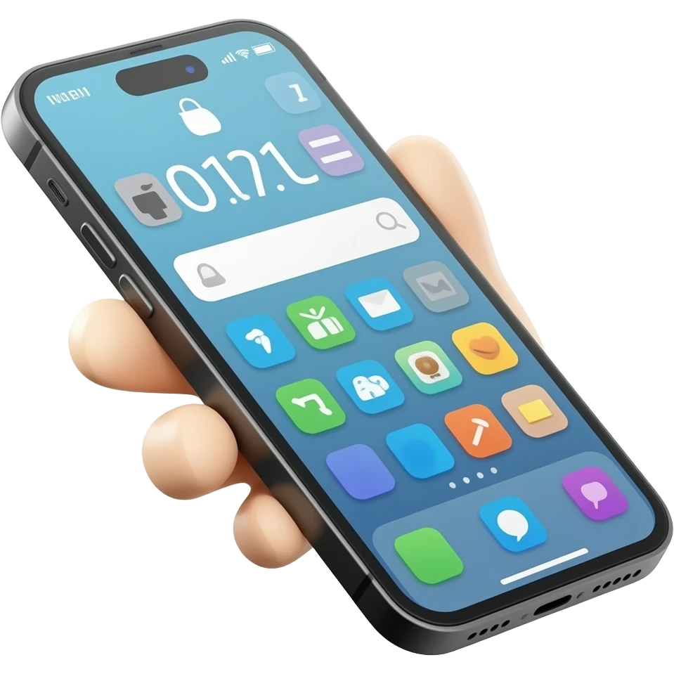 smartphone emoji, thick black outline, simple cartoon, sticker emoji