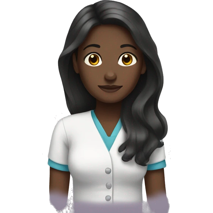 Caregiver dark skin long dark hair emoji