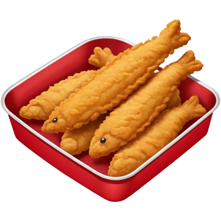 breaded chicken tenders in a red paper food tray  emoji