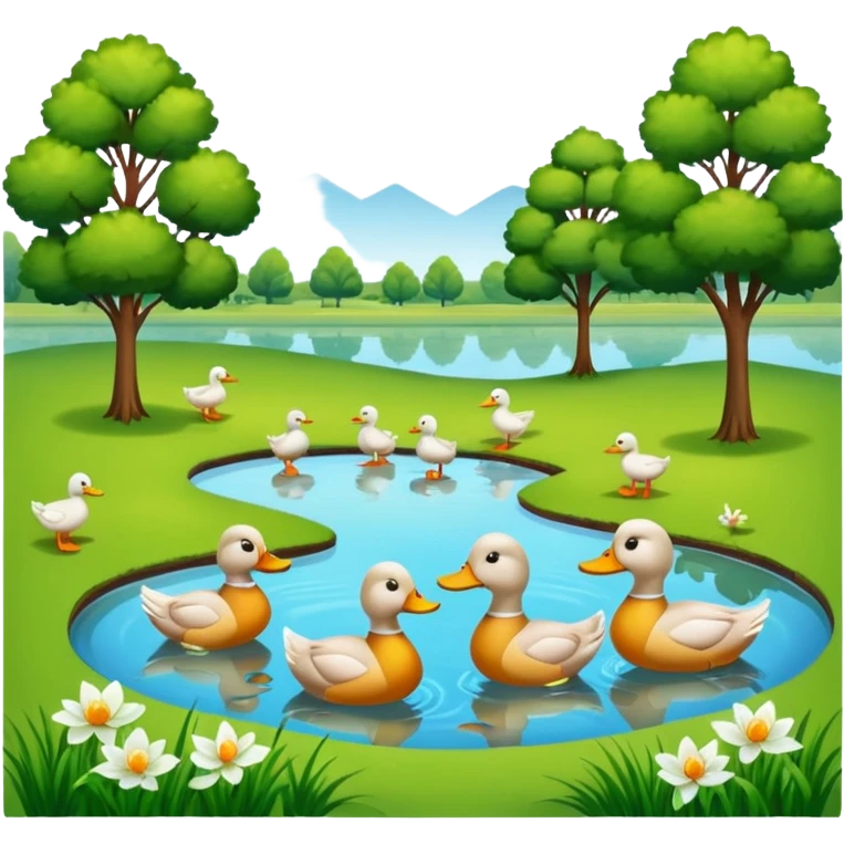 park with pond and ducks emoji